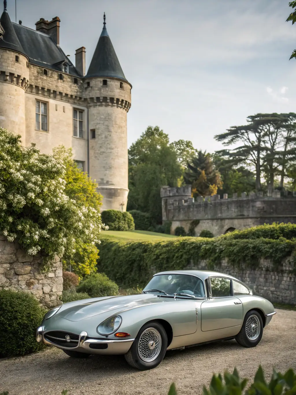 A beautifully restored classic car on display at the CIRCUITS DES REMPARTS D'ANGOULEME concours d'elegance, showcasing its elegance and historical significance.
